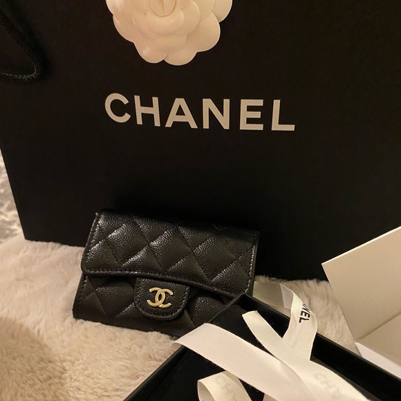 NWT - Chanel Classic Card Holder Wallet Black Caviar Gold Hardware - Picture 3 of 11